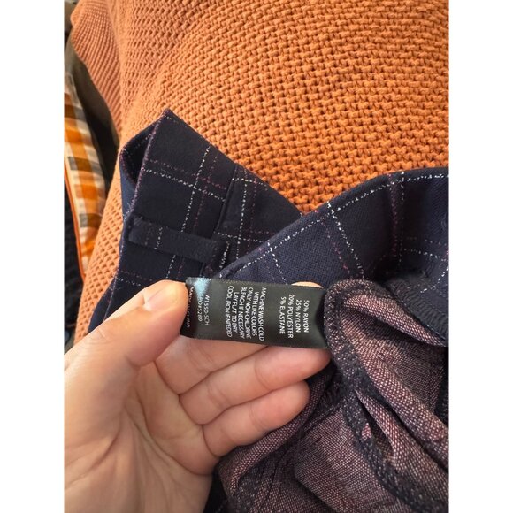 Betabrand Womens Blue Plaid Size XL Straight Leg Trouser Dress Pant - Picture 4 of 4